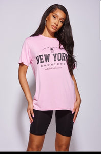 Pink New York Print T-shirt