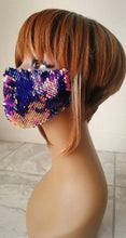 Load image into Gallery viewer, Blue and Purple Reflective Sequin Mask