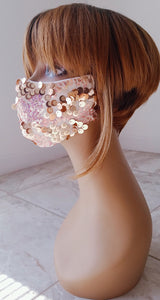 Rose Gold Sequin Mask