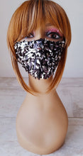 Load image into Gallery viewer, Black and Silver Sequin Mask