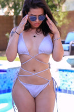 Load image into Gallery viewer, Silver Shimmer Padded Lace Up Two Piece Bikini