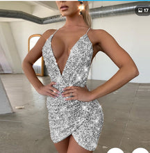 Load image into Gallery viewer, Silver Sequin Mini Dress