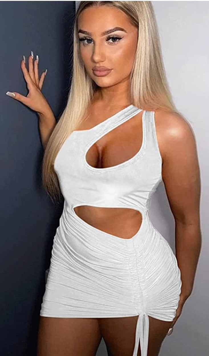 White Spandex Drawing Dress